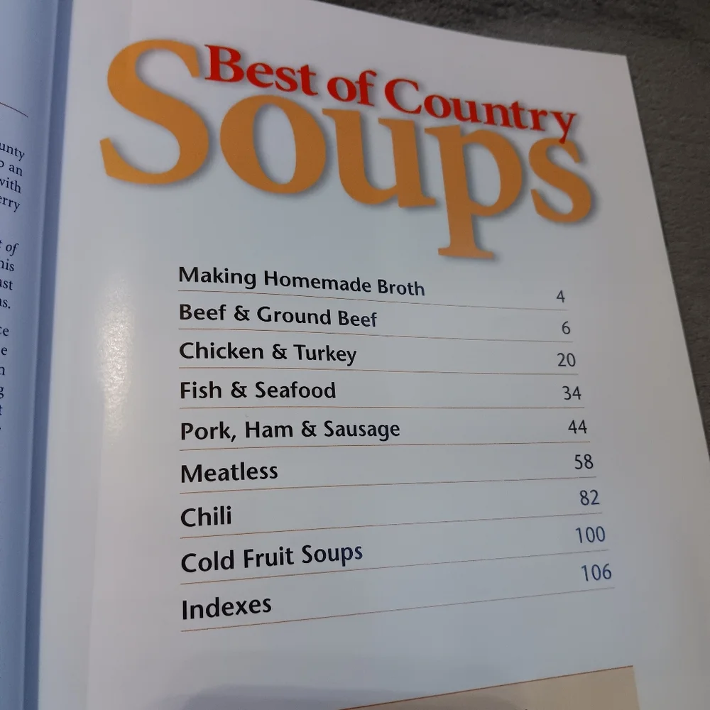 Country Farmhouse Cottage Best of Country Soups Cookbook Cabincore Kitchen Book